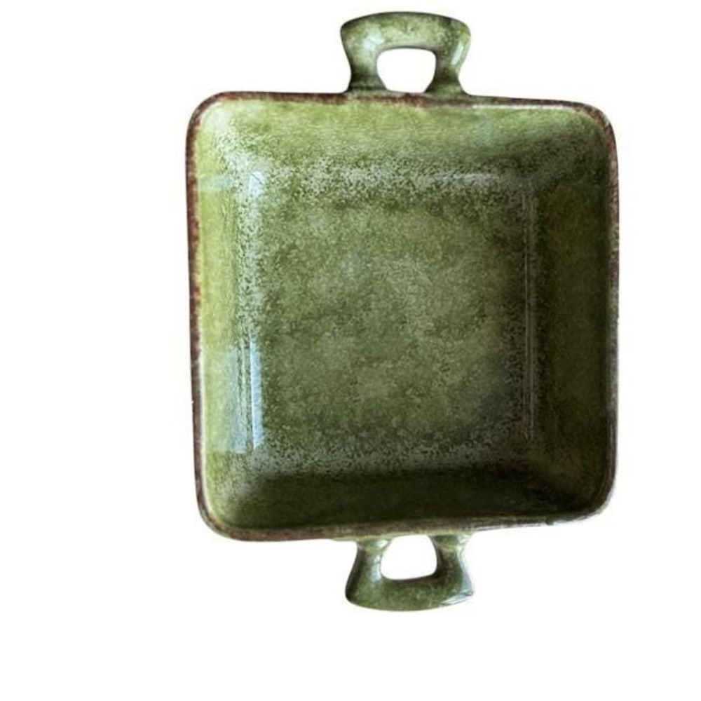 Nordstrom Square green dish Green/Brown 8" tall 5"‎ wide 2.5" deep Made in Italy